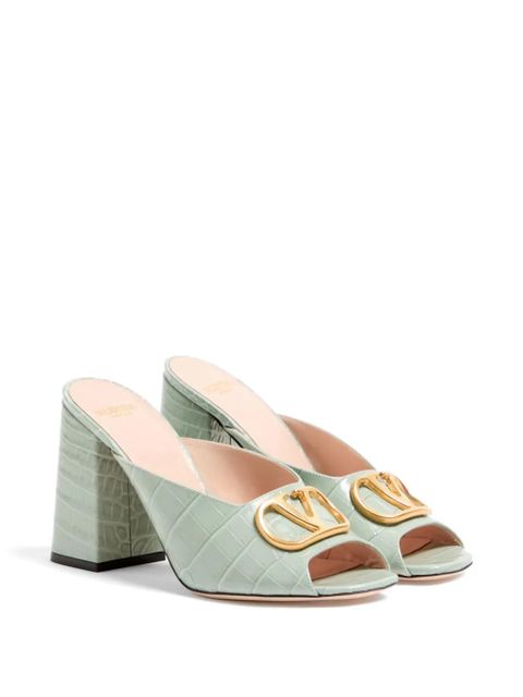 Valentino Garavani VLogo Signature Slide Sandals In Printed Calfskin 95MM - Green - zdjęcie produktu nr 2