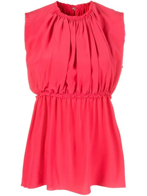 Lanvin ruched sleeveless silk blouse - Pink - zdjęcie produktu nr 1