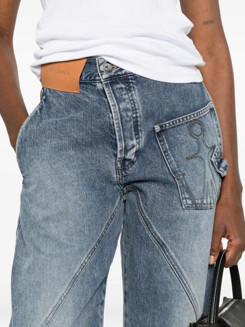JW Anderson twisted-effect logo-patch jeans - Blue