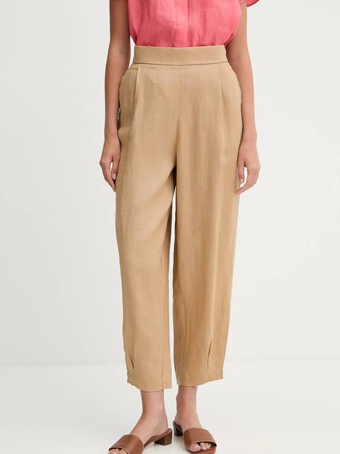 United Colors of Benetton spodnie lniane damskie szerokie high waist 4AGHDF08L - zdjęcie produktu nr 1