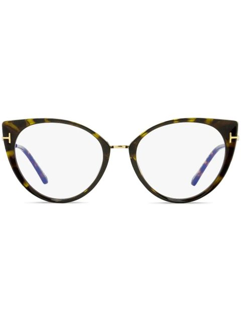 TOM FORD Eyewear Blue Block cat-eye frame glasses - Brown - zdjęcie produktu nr 1