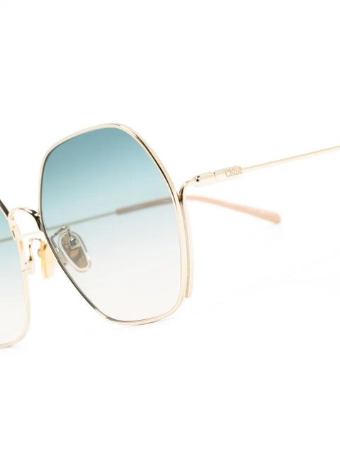 Chloé Eyewear oversized hexagonal-frame sunglasses - Gold