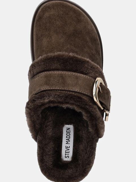 Steve Madden kapcie zamszowe Cozy Up kolor brązowy 11004964