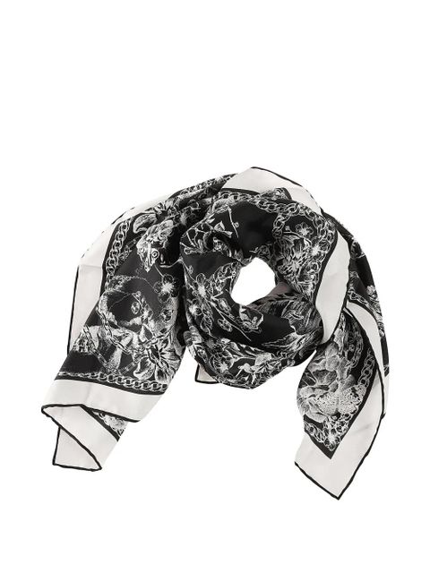 Alexander McQueen floral chain silk scarf - Black - zdjęcie produktu nr 1