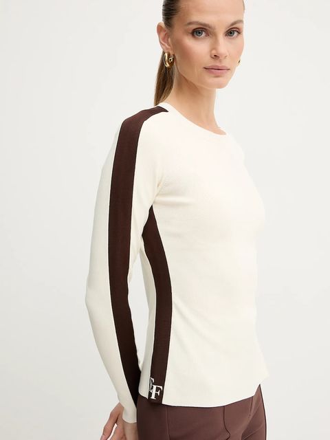 Elisabetta Franchi sweter damski kolor beżowy lekki MK03S56E2