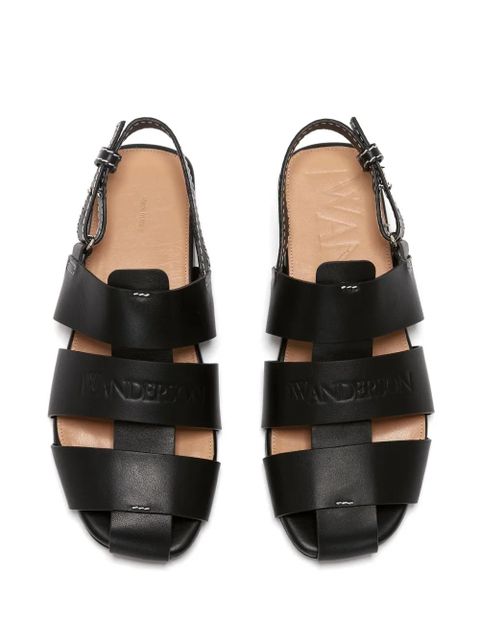 JW Anderson logo-debossed leather fisherman sandals - Black