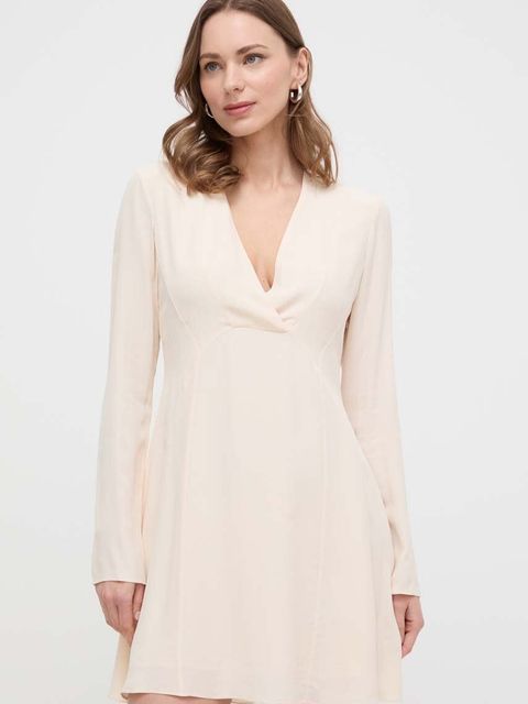 Patrizia Pepe sukienka kolor beżowy mini rozkloszowana 8A1279 A8I1