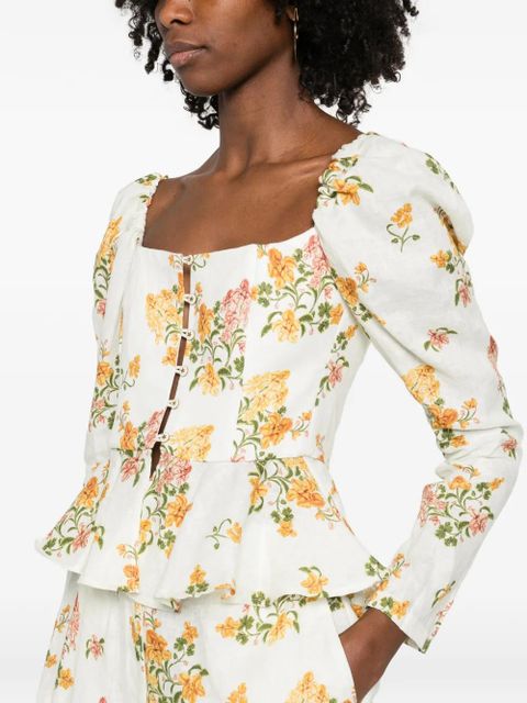 Agua By Agua Bendita Bromelia Cordillera floral corset top - White