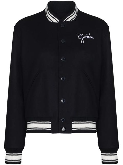 Golden Goose embroidered-logo bomber jacket - Blue - zdjęcie produktu nr 1