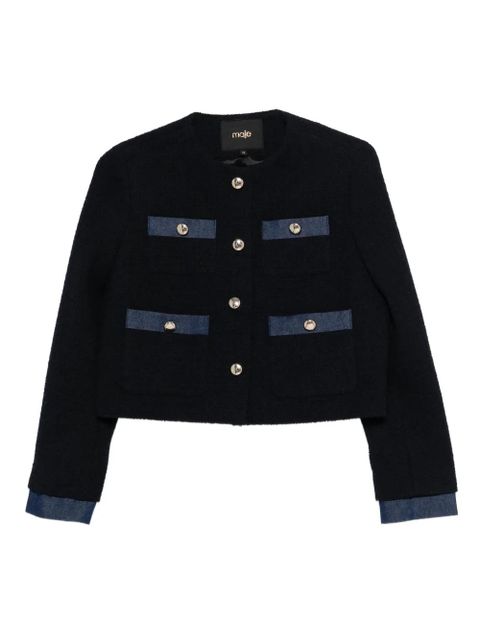 Maje button-embellished pocket tweed jacket - Blue - zdjęcie produktu nr 1