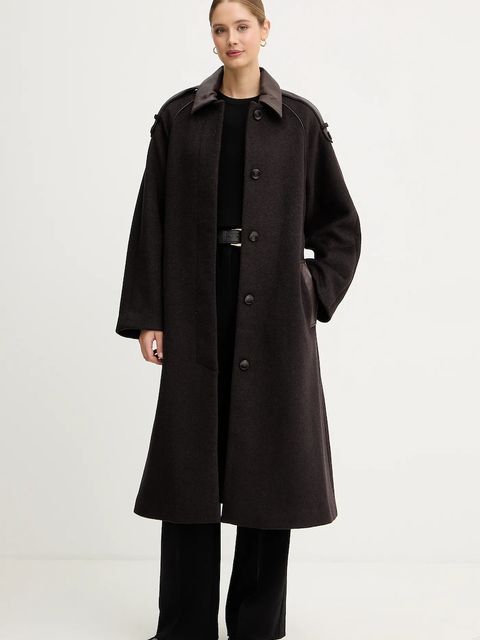 Mos Mosh płaszcz z dodatkiem wełny EVA kolor brązowy 172920