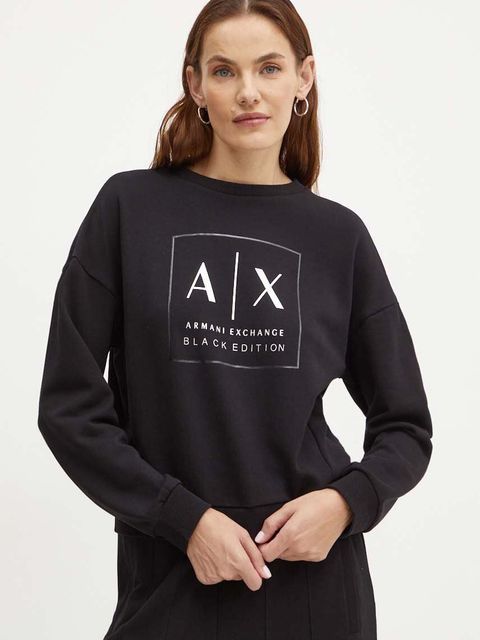 Armani Exchange bluza damska kolor czarny z nadrukiem XW000006 AF10172
