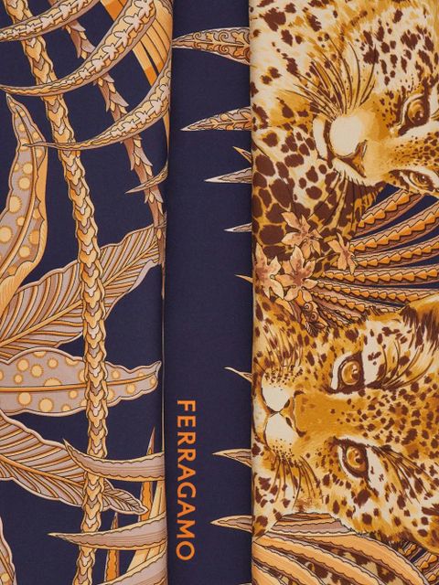Ferragamo Leopard scarf - Blue