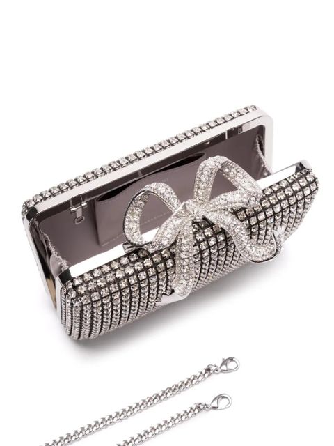 Self-Portrait crystal clutch bag - Silver