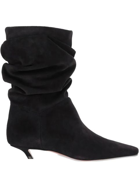 Amina Muaddi Jamie ruched ankle boots - Black