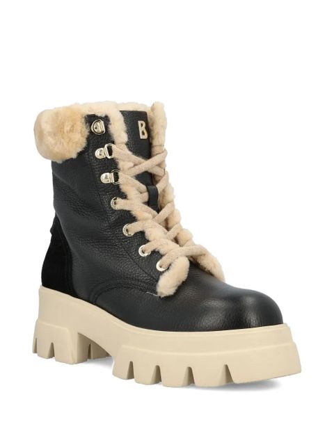 BOGNER shearling-trim lace-up combat boots - Black - zdjęcie produktu nr 2