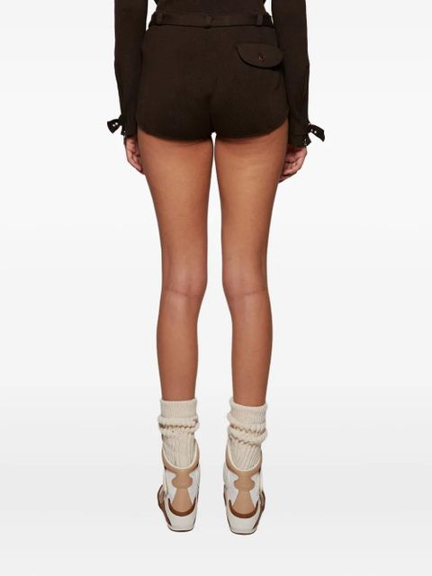 Magda Butrym belted ribbed-knit shorts - Brown