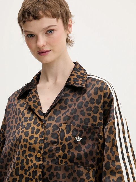 adidas Originals koszula damska kolor brązowy relaxed z kołnierzykiem klasycznym KA2678