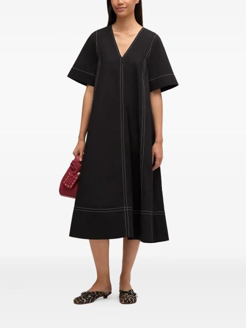 GANNI V-neck stitched dress - Black