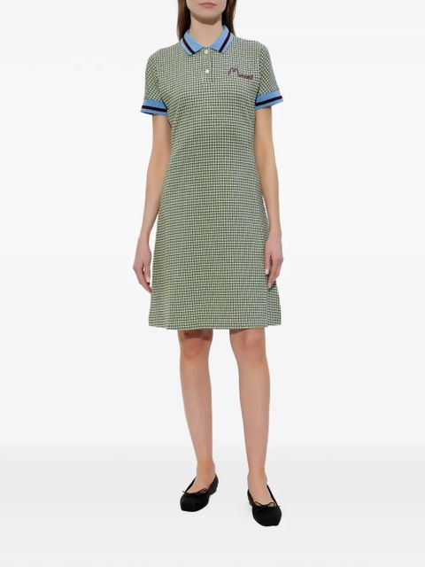 Marni check polo-collar mini dress - Green