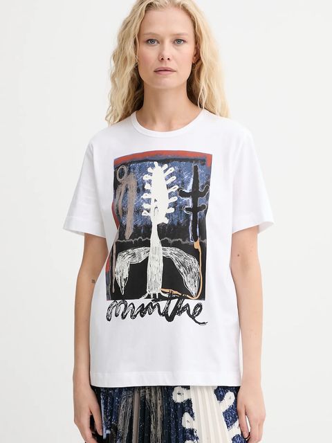 MUNTHE t-shirt bawełniany LACK damski kolor biały 253110025360 - zdjęcie produktu nr 1
