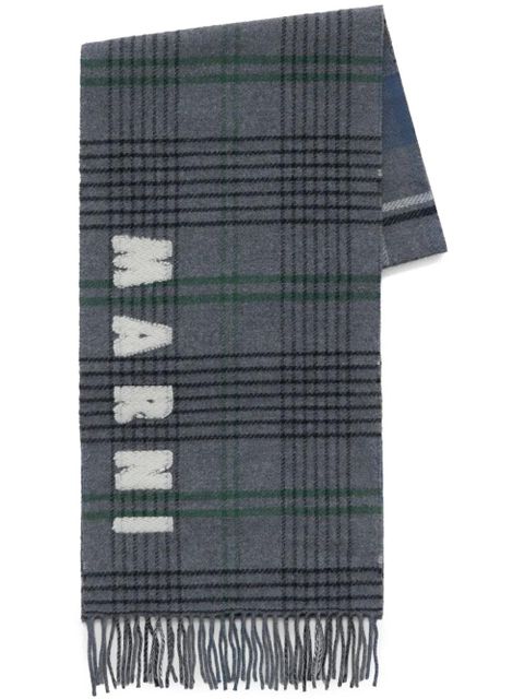 Marni intarsia-knit logo scarf - Grey