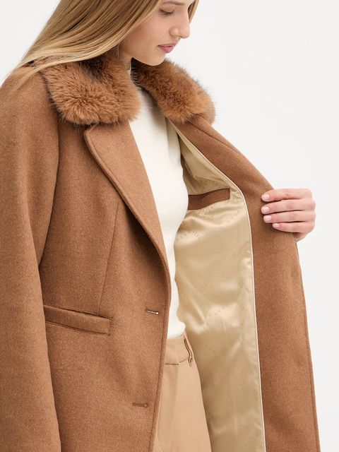 Guess płaszcz z dodatkiem wełny KAROLE kolor brązowy W5BL19 W2642 - zdjęcie produktu nr 2