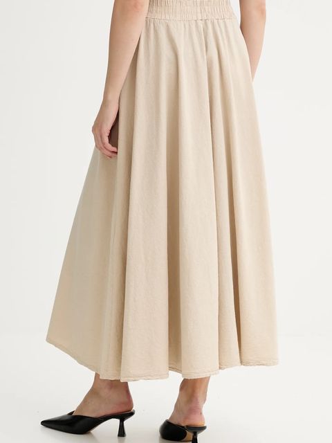 Answear Lab spódnica bawełniana kolor beżowy maxi rozkloszowana