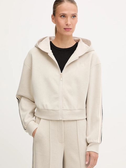 Guess bluza z domieszką wełny MURIEL damska kolor beżowy z kapturem z aplikacją V5BQ17 KCX52 - zdjęcie produktu nr 1