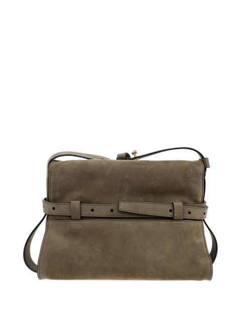 Moschino medium Tie Me suede crossbody bag - Green