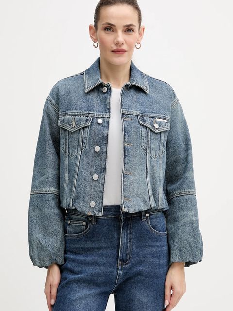 Calvin Klein Jeans kurtka jeansowa bawełniana kolor niebieski przejściowa oversize LV047D725G - zdjęcie produktu nr 1