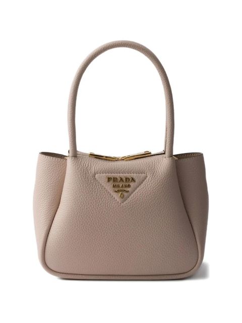 Prada logo-detail leather tote bag - Neutrals