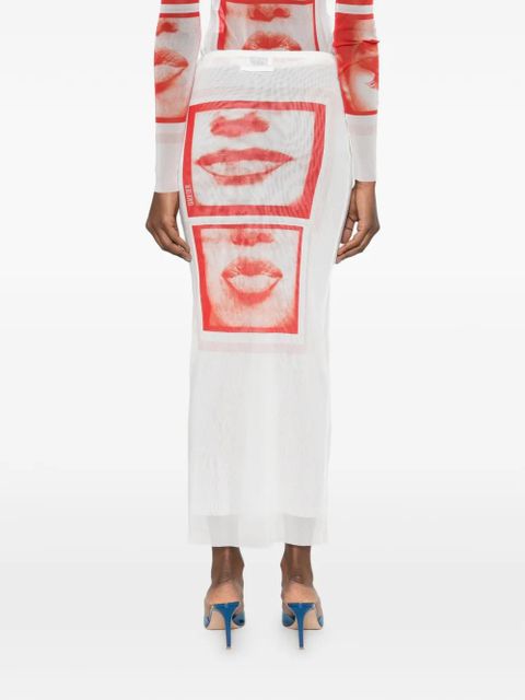 Jean Paul Gaultier eye graphic midi skirt - White