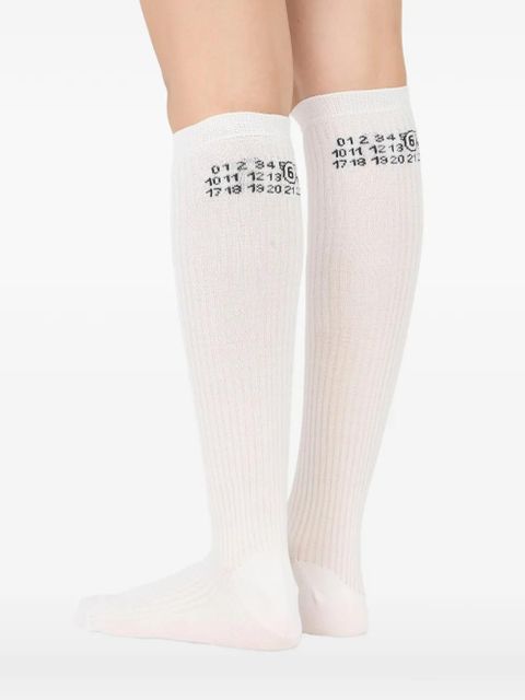 MM6 Maison Margiela ribbed logo socks - White