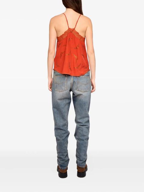Zadig&Voltaire Christy lace strass top - Orange