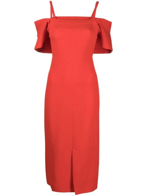 Victoria Beckham off-shoulder midi dress - Red - zdjęcie produktu nr 1