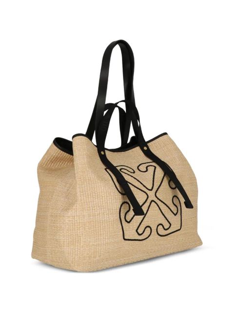 Off-White logo-motif woven tote bag - Neutrals