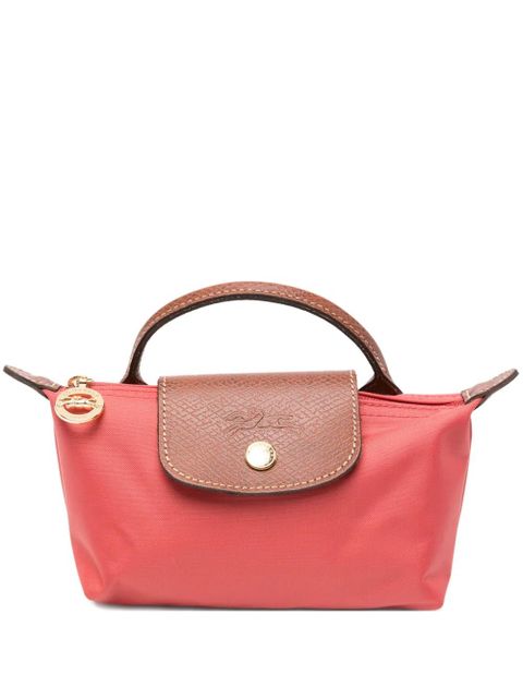 Longchamp mini Le Pliage leather-trim tote bag - Red - zdjęcie produktu nr 1