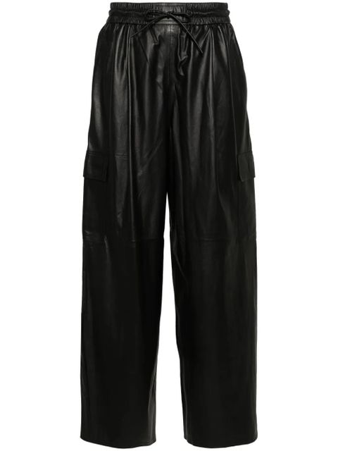 Yves Salomon wide-leg leather cargo trousers - Black - zdjęcie produktu nr 1