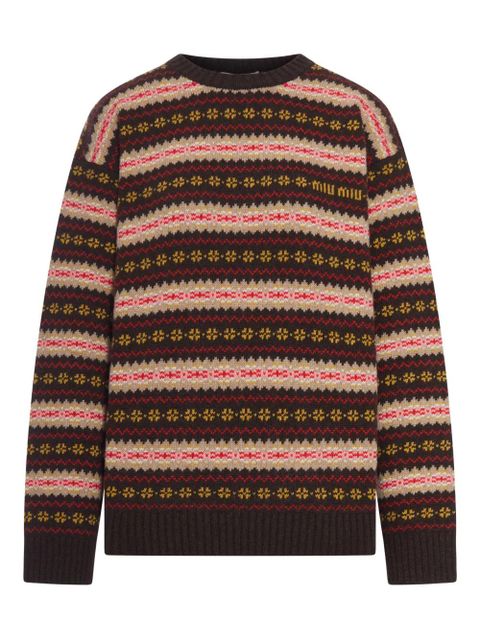 Miu Miu jacquard-knit wool sweater - Brown - zdjęcie produktu nr 1