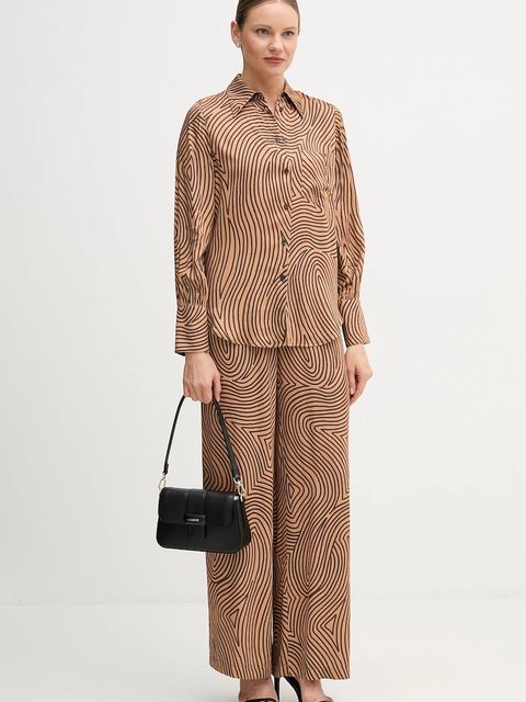 Marc Aurel spodnie damskie kolor brązowy szerokie high waist 1853-1002-24812