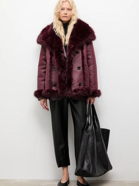 Answear.LAB płaszcz kolor bordowy - zdjęcie produktu nr 2