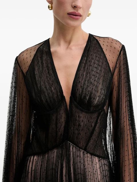 TWINSET pleated polka-dot mesh dress - Black