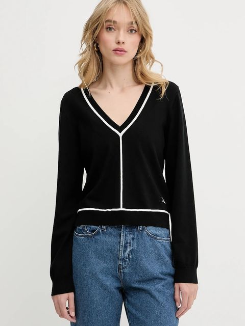 Karl Lagerfeld sweter damski kolor czarny lekki A3W18023 - zdjęcie produktu nr 1