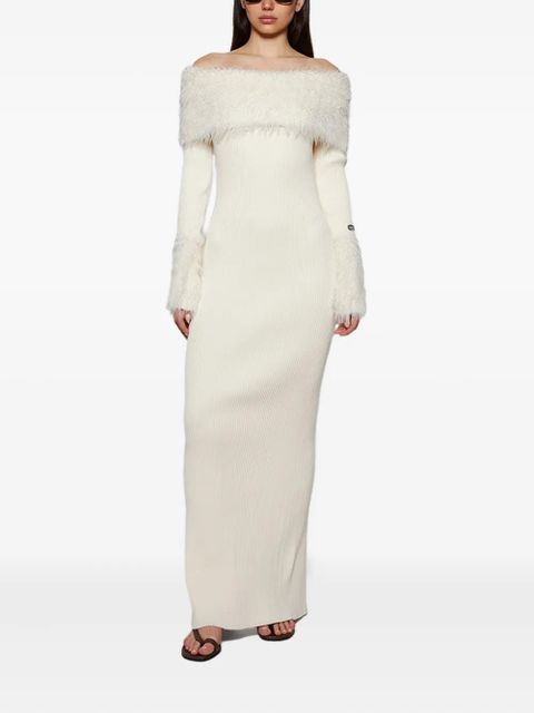 Jean Paul Gaultier ribbed faux-fur trimmed dress - Neutrals - zdjęcie produktu nr 2
