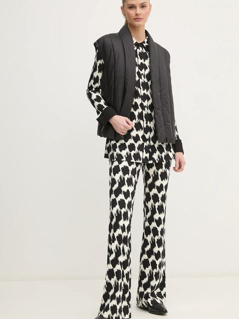 DIANE VON FURSTENBERG spodnie damskie kolor czarny dzwony high waist DVFPL4S002 - zdjęcie produktu nr 2