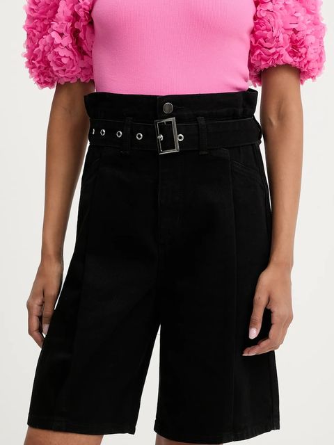 Answear.LAB szorty jeansowe damskie kolor czarny gładkie high waist