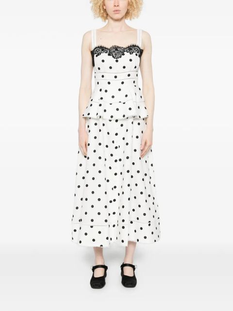 Self-Portrait polka dot-pattern lace-detail maxi dress - White