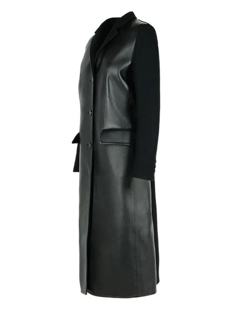 Marni wool-panel leather coat - Black