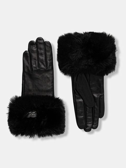 Karl Lagerfeld rękawiczki skórzane K/SIGNATURE damskie kolor czarny A4W33016 - zdjęcie produktu nr 1